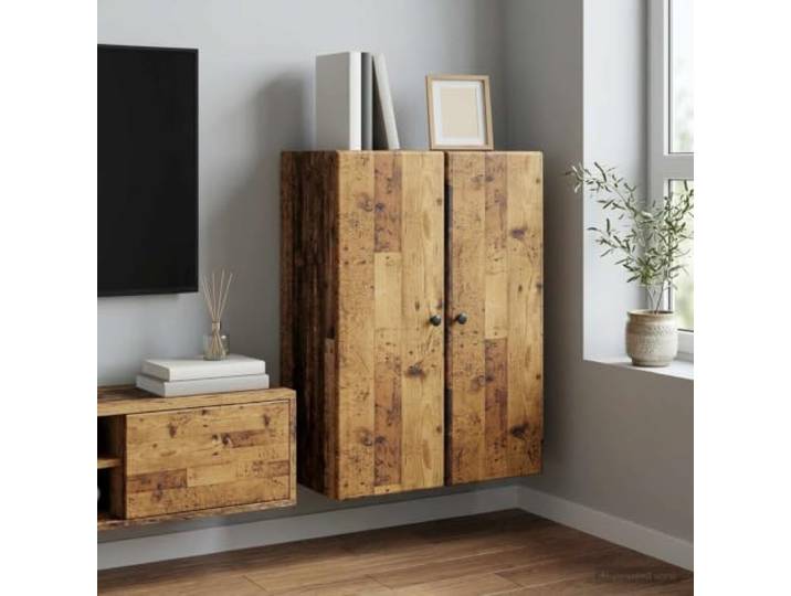 GPWERSDF Wandschrank aus Holzwerkstoff mit Altholz-Optik, 66 x 34,5 x 90 cm 90-Grad-Tür, Metallknöpfe, vielseitig nutzbar, pflegeleichte Oberfläche, platzsparendes Design
