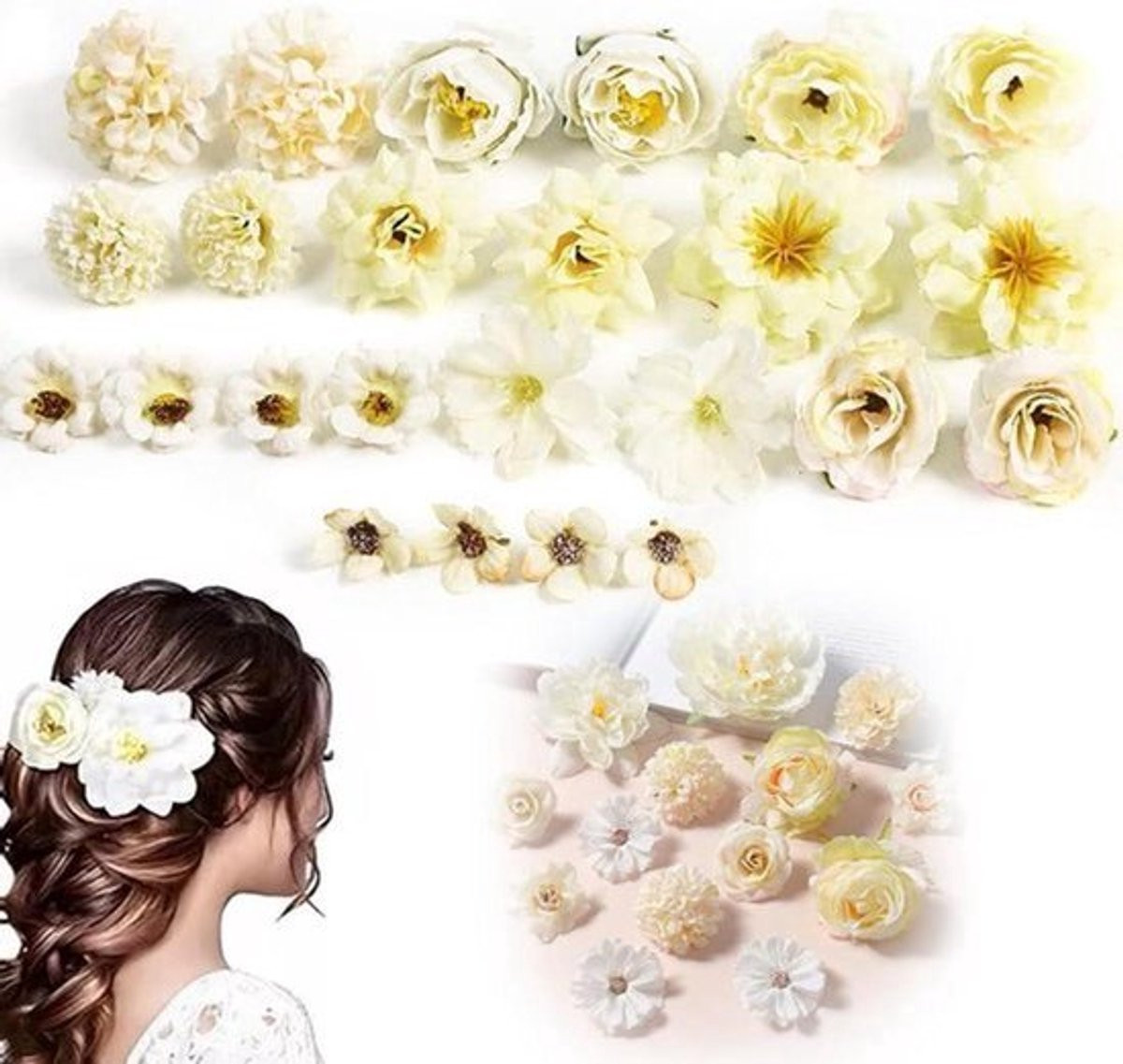 Set van 20 decoratieve kunstmadeliefjes voor boeketten en DIY-decoratie