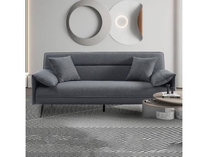 Banquette convertible 3 places 199x89x95 cm en tissu gris