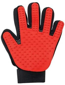 Inspired Finds Breathable Pet Hair Removal Grooming Gloves For Cats & Dogs red Left