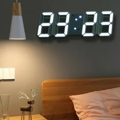 Daily Deals Depot Large 3D LED Wall Clock Digital Display, Alarm Clock, Time Temp Date Function, Table Or Wall Large 3D LED Wall Clock Digital Display, Alarm Clock, Time Temp Date Function, Table Or Wall