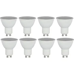 LED Leuchtmittel GU10 warmweiß Reflektorstrahler rund 3000 Kelvin LED Leuchtmittel , weiß, 1x 5 Watt 400 Lumen 3000K, DxH 5x5,7 cm, 8er Set