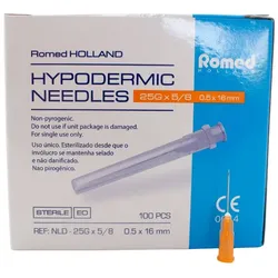 Romed Injektionskanülen Einmalkanülen, steril, 100 Stück 25 G orange 0,5 x 16 mm