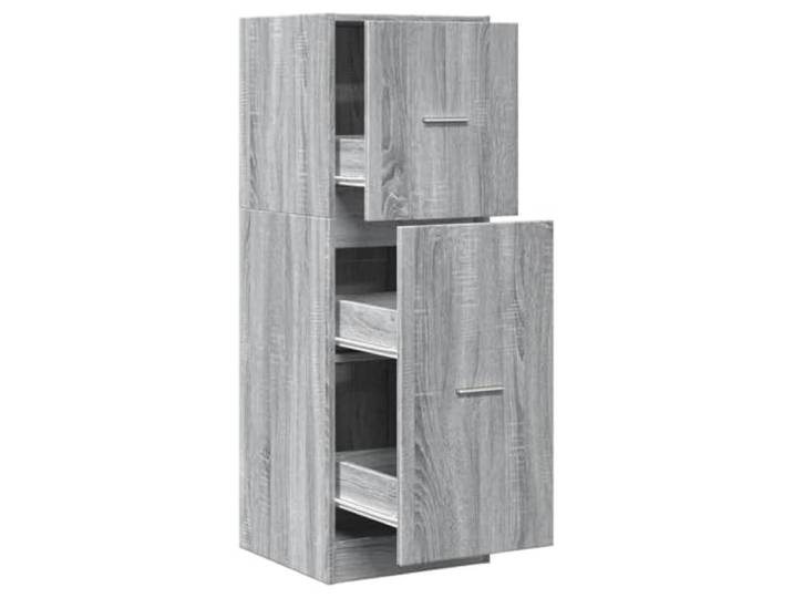 HKLGBVCR Apothekerschrank Sonoma, grau, 40 x 41 x 118 cm, Holz, Technikholz Holzwerkstoff, Metallschienen, elegante Griffe, Wandbefestigung, Küche, Wohnzimmer, Büro
