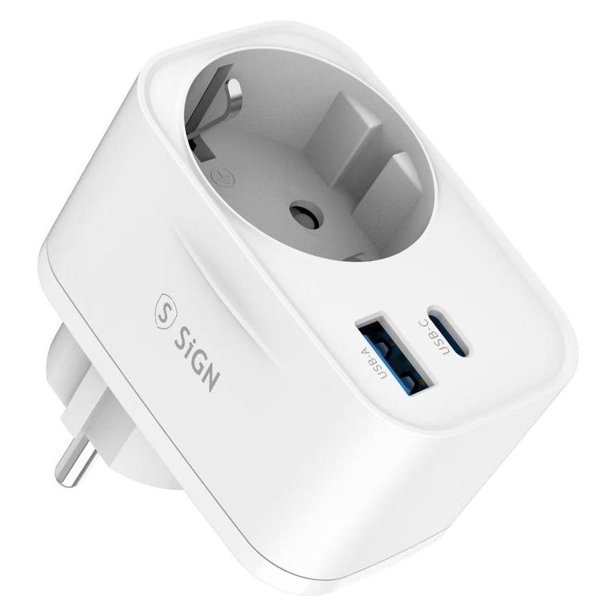 SIGN Power Adapter with Fast Charging 20W - USB-C & USB-A (20 W) (SN-2009ACL)