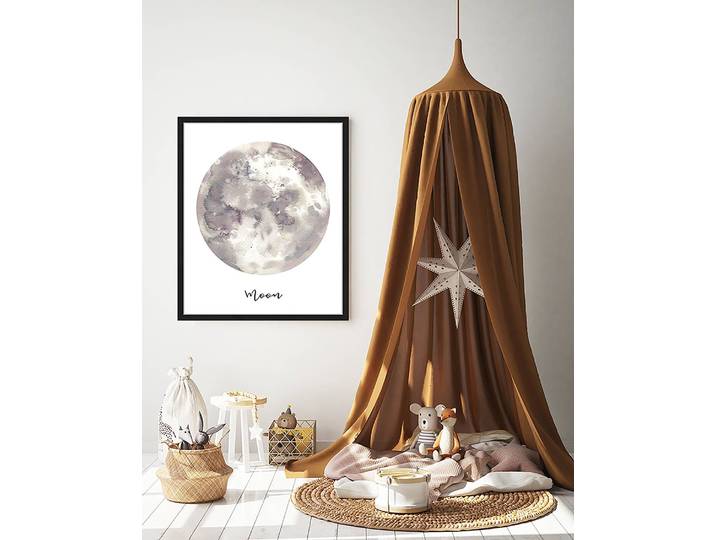 Tableau déco Watercolor Moon 53 x 63cm Multicolore