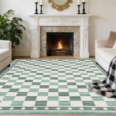 Garvee Checkered Abstract Washable Area Rug, Modern Geometric Carpet for Bedroom