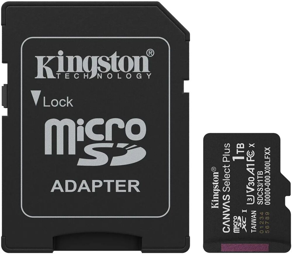 Cartão de Memória Canvas Select Plus Gen3 1TB MicroSDXC UHS-I Classe 10 + Adaptador - KINGSTON