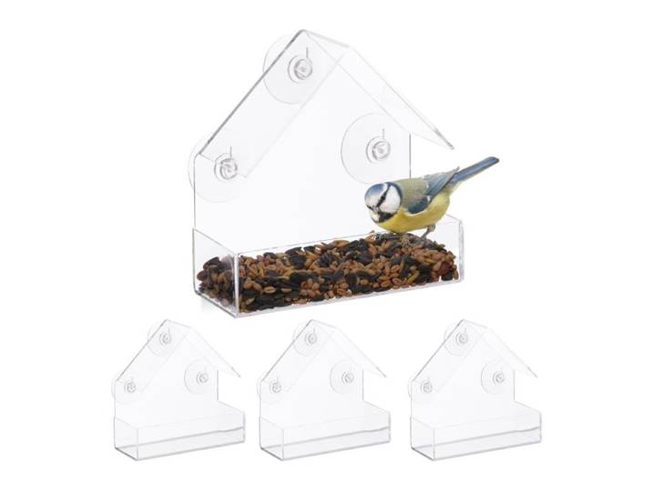 Relaxdays Raam vogelvoederhuisje set van 4