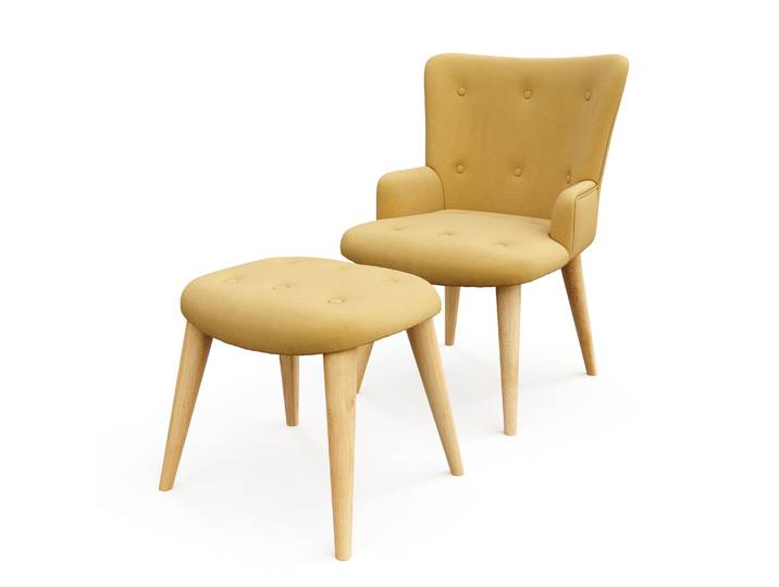 Sessel mit Hocker NEVIO gelb