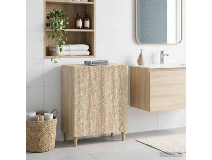 KTHLBRH Aufbewahrungsschrank Delft Sonoma-Eiche 59,5x31x80cm Holzwerkstoff Feuchtigkeitsbestaendig, reversible Tuer, schlankes Profil, mehrere Faecher, pflegeleicht