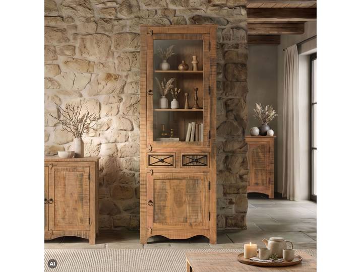Vitrine Akazie 73x45x200 natur versiegelt NATURE OF SPIRIT #315