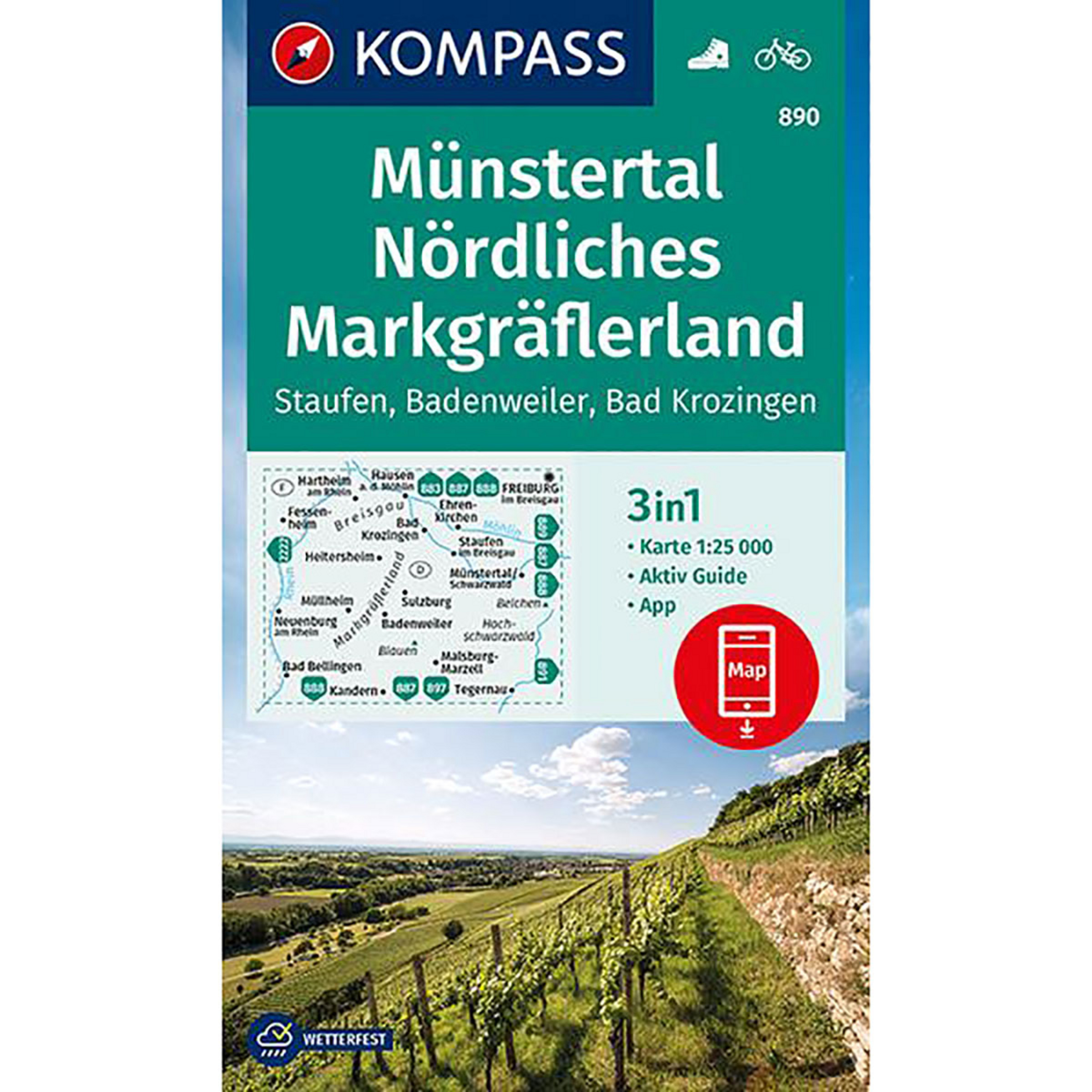 Kompass Verlag WK 890 Münstertal - Nördliches Markgräflerland Topografische Karten