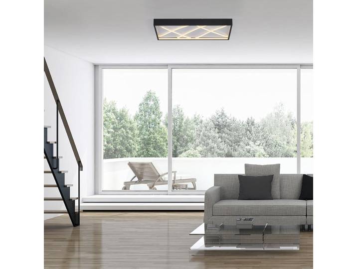 Plafonnier JUST LIGHT MIKADO LED\, blanc chaud\, dimmable\, 42 W\, noir\, 14094-18