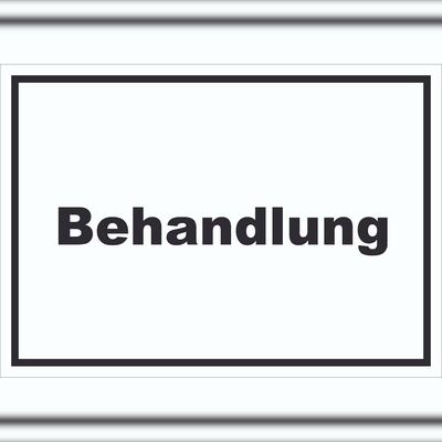 HB-Druck Behandlung Schild mit Text Behandlungsraum waagerecht A1 Rückseite selbstklebend