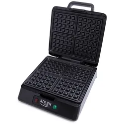 Adler AD 3036 Waffeleisen 4 belgische Waffeln gleichzeitig Silber Schwarz 1500 Watt Waffel Maker