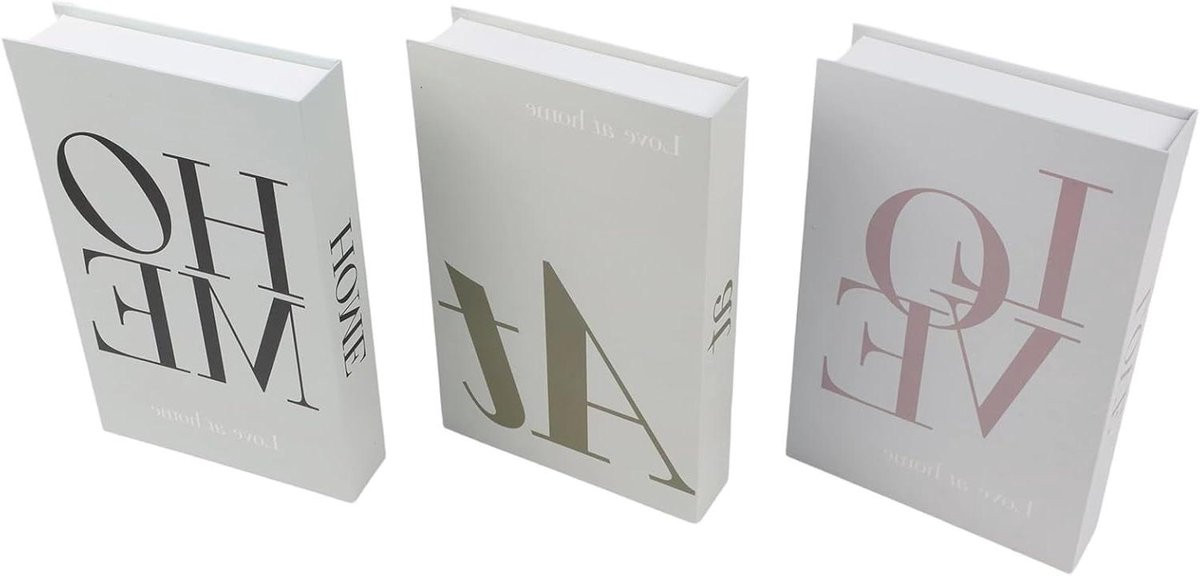 Set van 3 Decoratieve Nep Boeken met Magnetische Opening - Multicolor