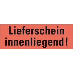 Aufkleber I Hinweisetikett Lieferschein innenl., leuchtrot, Haftpapier, permanent, 147x50mm, 250/RO