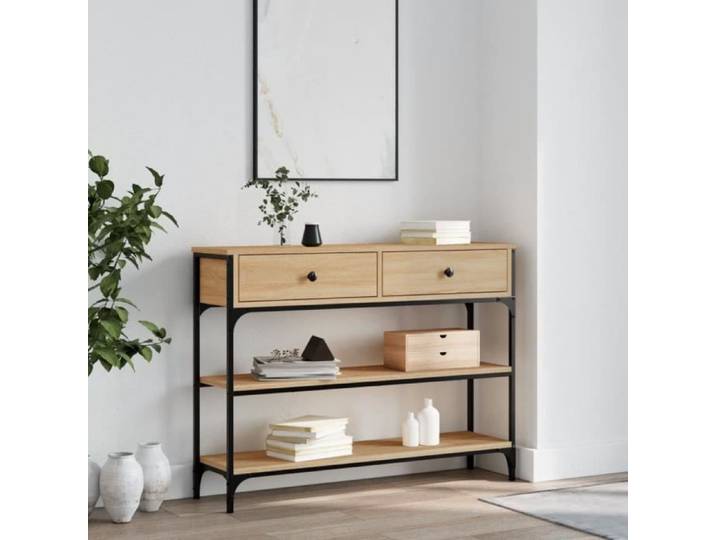 Table console chêne sonoma 100x25x75 cm bois d'ingénierie 834181