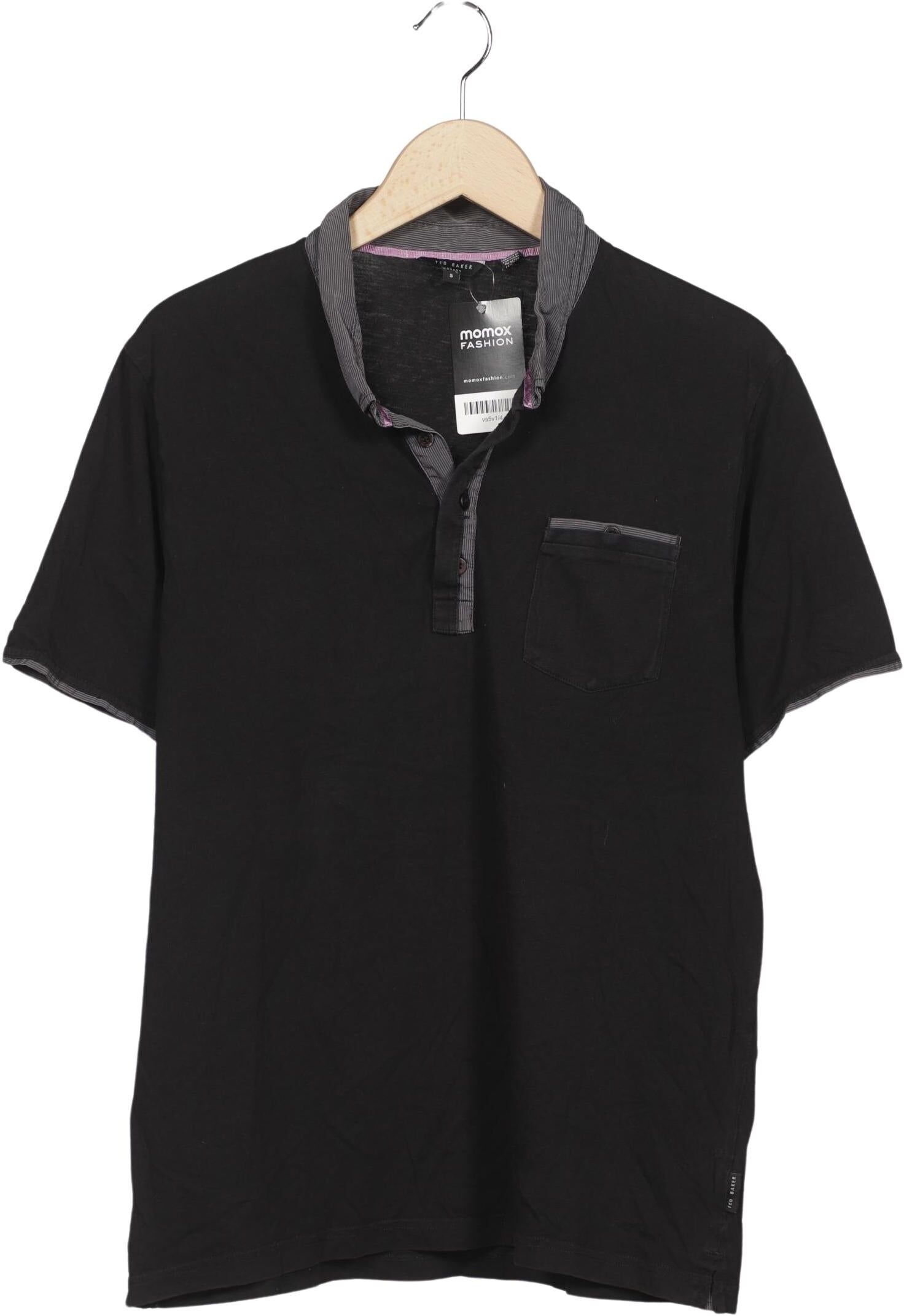 TED Baker Herren Poloshirt, Schwarz, Gr. XL (Ted Baker 5), Baumwolle - Second Hand