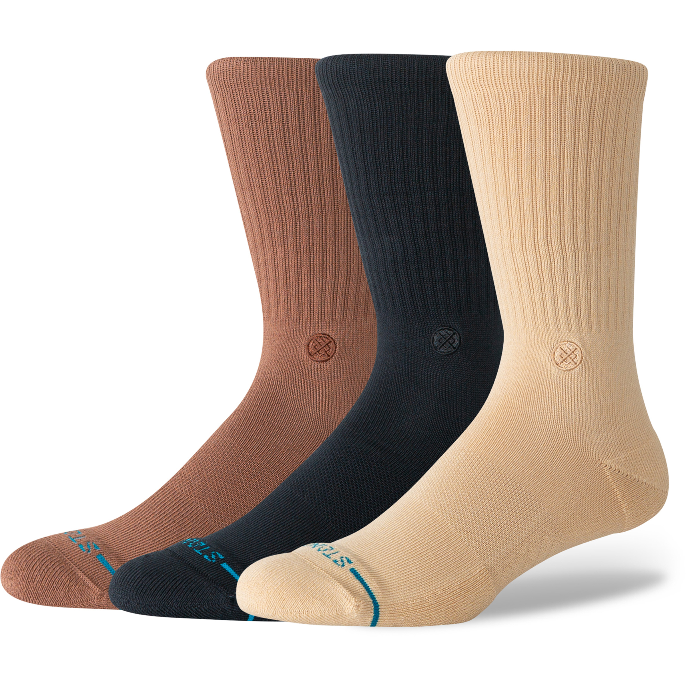 Stance Icon 3er Pack Freizeitsocken braun Größe 43 Lifestyle Hautfreundlich