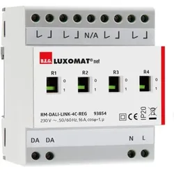 BEG 93854 Relaismodul Hutschienenmontage weiß IP20 DALI-LINK 4Kanal RM4-REG DALI-2 weiß