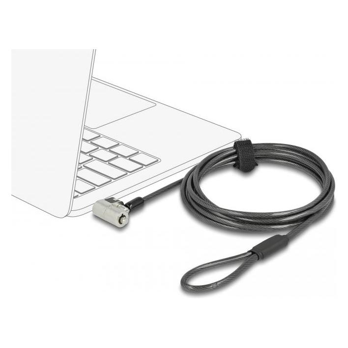 Navilock Notebook Sicherungskabel mit 3 Verriegelungsköpfen für Kensington, Noble Wedge und Nano Slot (20676)