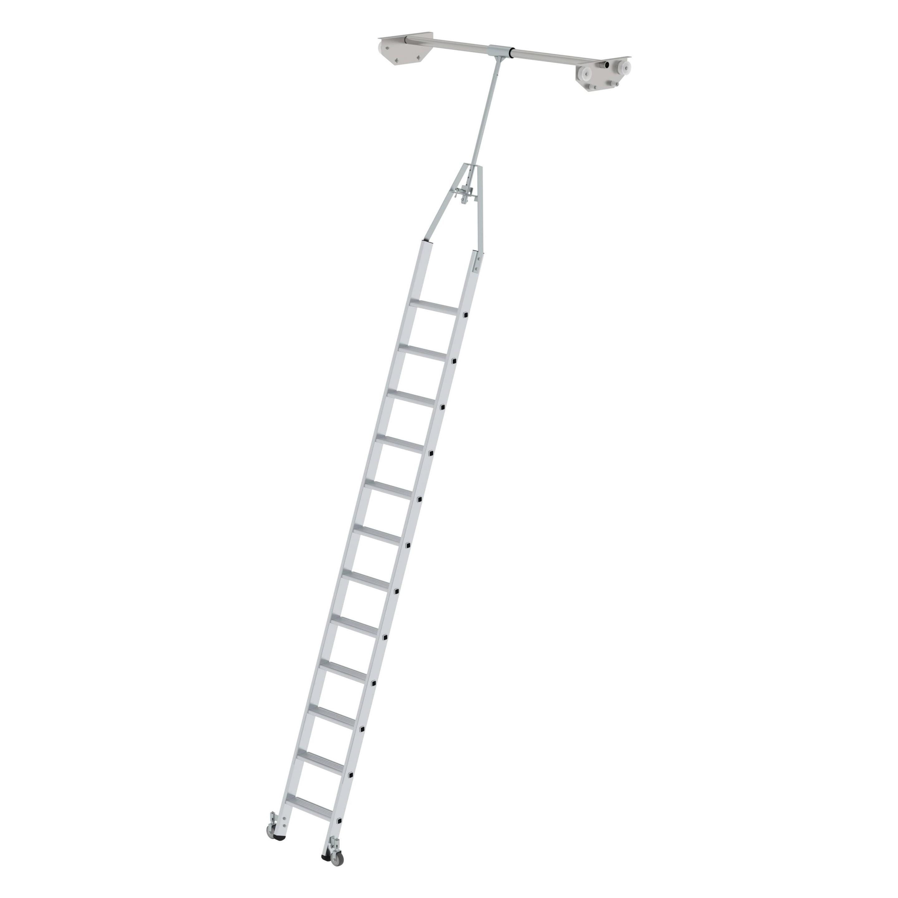 Munk Stufen Regalleiter drehbar für Doppelregal 12 Stufen (Regalleiter, 328 cm) (044512)