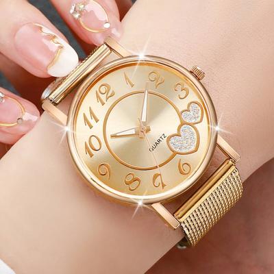 Friendly Fresh Finds Fashion Heart Dial Womens Quartz Wristwatch Elegant Plastic Strap Watch For Casual Style gold