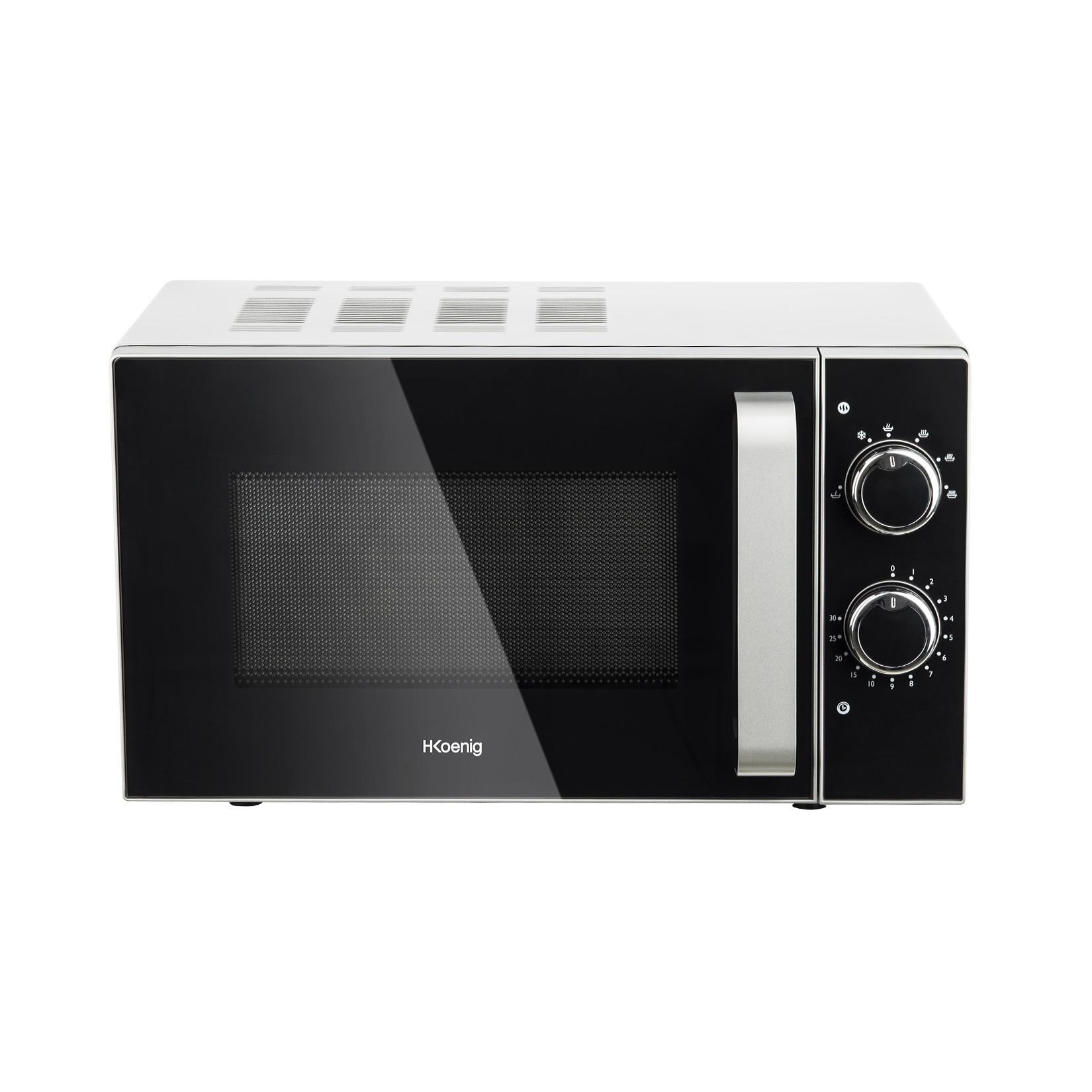 H.Koenig VIO4 Mikrowelle / 20 L / Drehteller 24,5 cm / 6 Garstufen / 700 W / Timer / Edelstahl / Silber