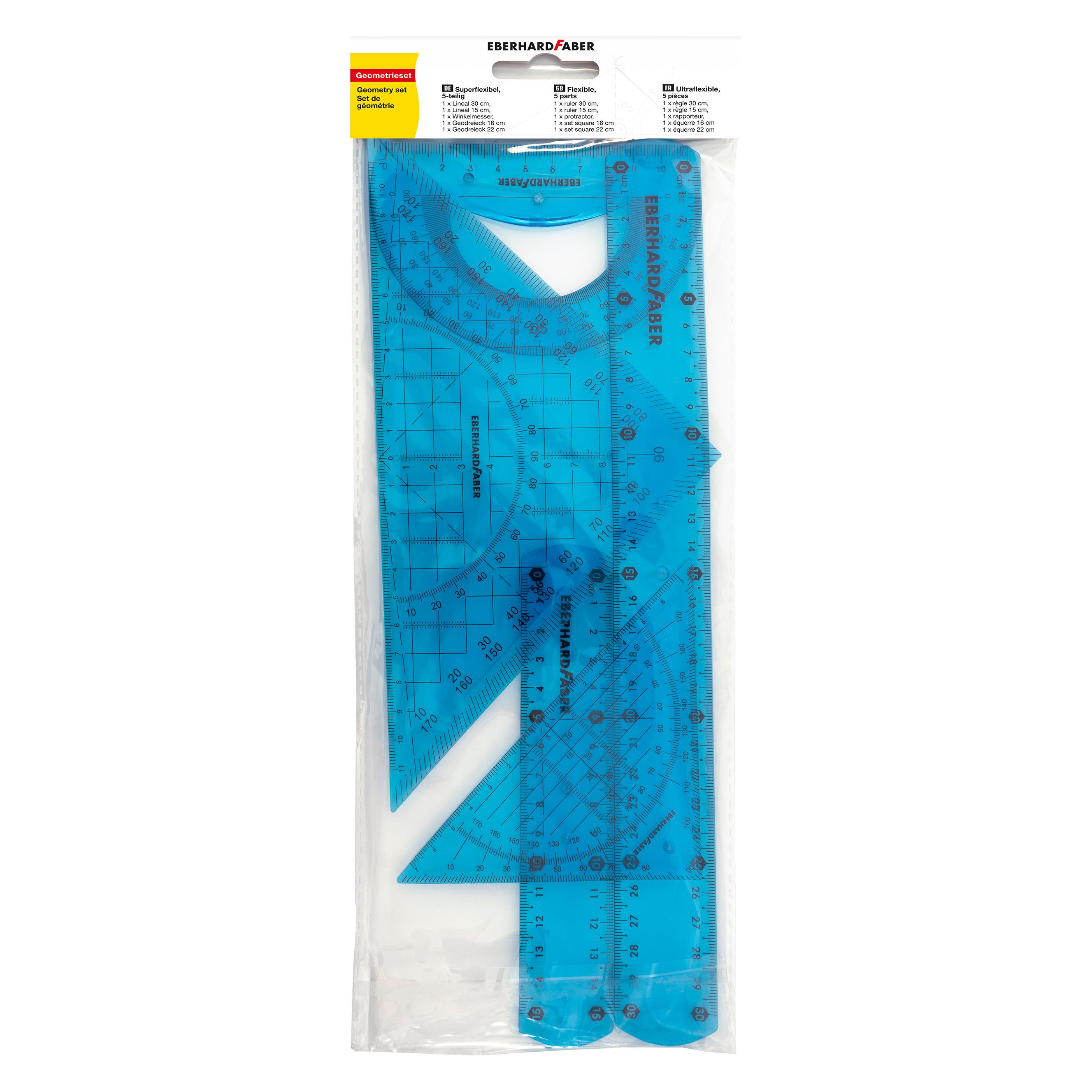 Faber Geometrieset 5-teilig flexibel blau (37.30 cm, Kunststoff) (570010)