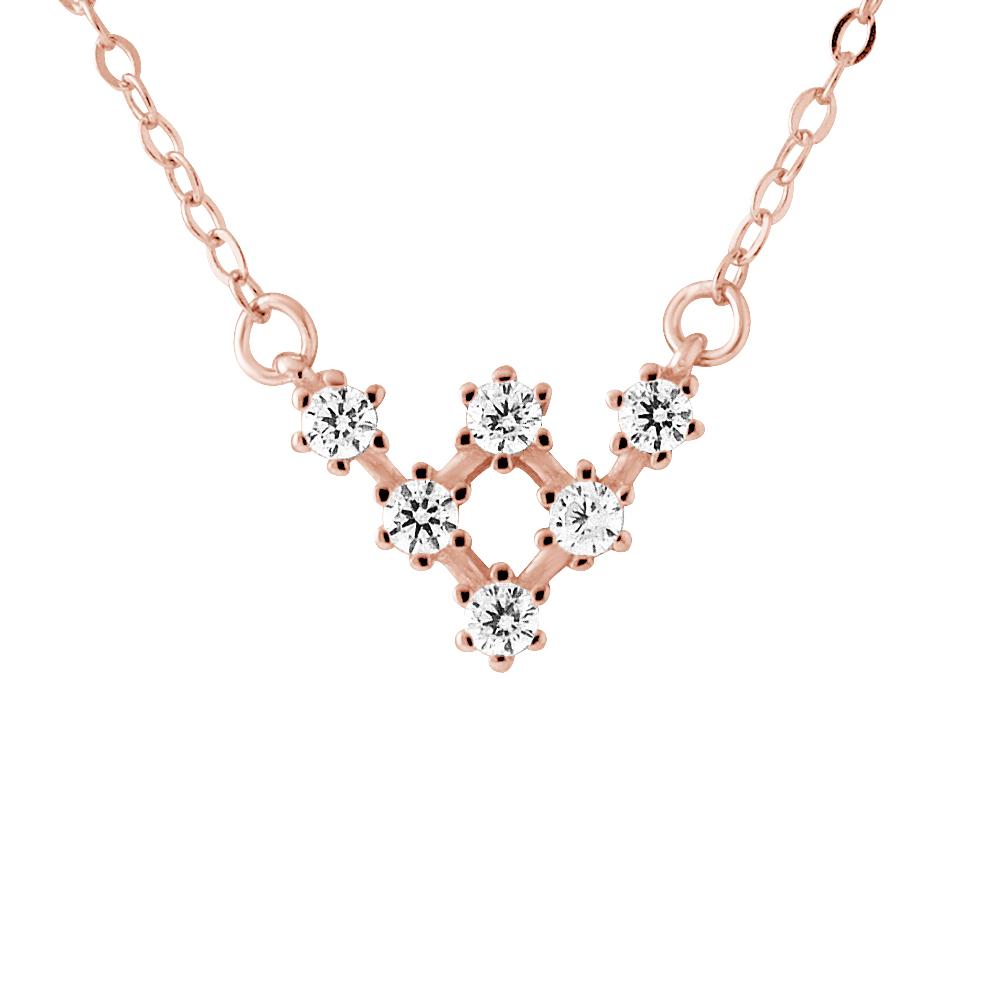 Ketting fleche 6 zirkoniumoxiden zilver 925 roze vergulde