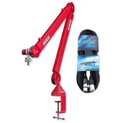 RØDE Mikrofonarm PSA1+ Plus Rot mit XLR Kabel, Mikrofonständer, Rot