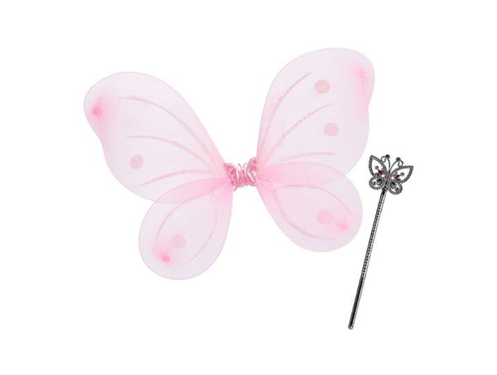 Relaxdays 2x Feeen vleugels met toverstaf roze