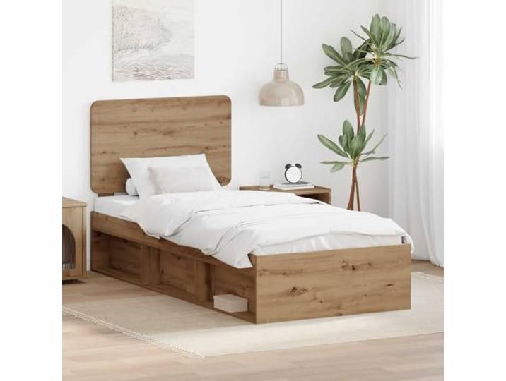 WDGJJFECNMUEHI Massives Kiefernholz Modernes Design 90 x 190 cm Braun Bettgestell Kunsthandwerk Eiche 90x190 cm Massives Kiefernholz Stabiler Bettrahmen mit Lattenrost Modernes Einzelbett