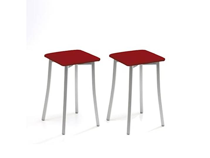 ASTIMESA Zwei Küchenhocker, Beine, Design Kunstleder, Rot