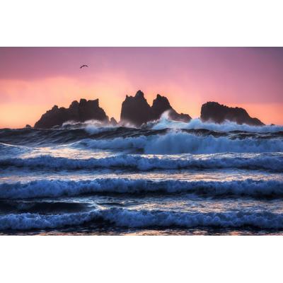 Fototapete PAPERMOON "Photo-Art DANIEL GASTAGER, BANDON-STRANDSCHICHTEN", bunt, B:4,5m L:2,8m, Vlies, Tapeten