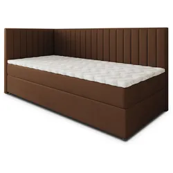 BOXBETT ARIS 80x200 cm mit Matratze und Topper, H2+H3 - Braun