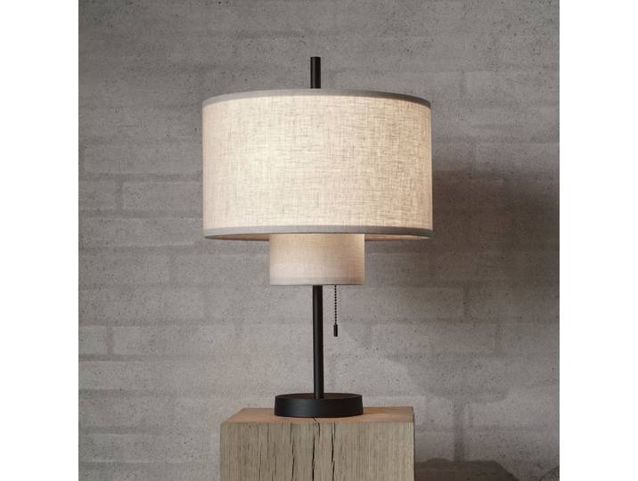 Tischlampe Margin, beige, Textil, Ø 36 cm, E27 - New Works - Wohnzimmer - Design - Stoff / Textil - Mehrflammig