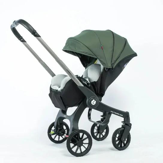 Kinderwagen - 4-in-1 Multifunktionskinderwagen - Wendbar - Für Neugeborene - Faltbar - Leicht - Bis 25 kg - Armeegrün