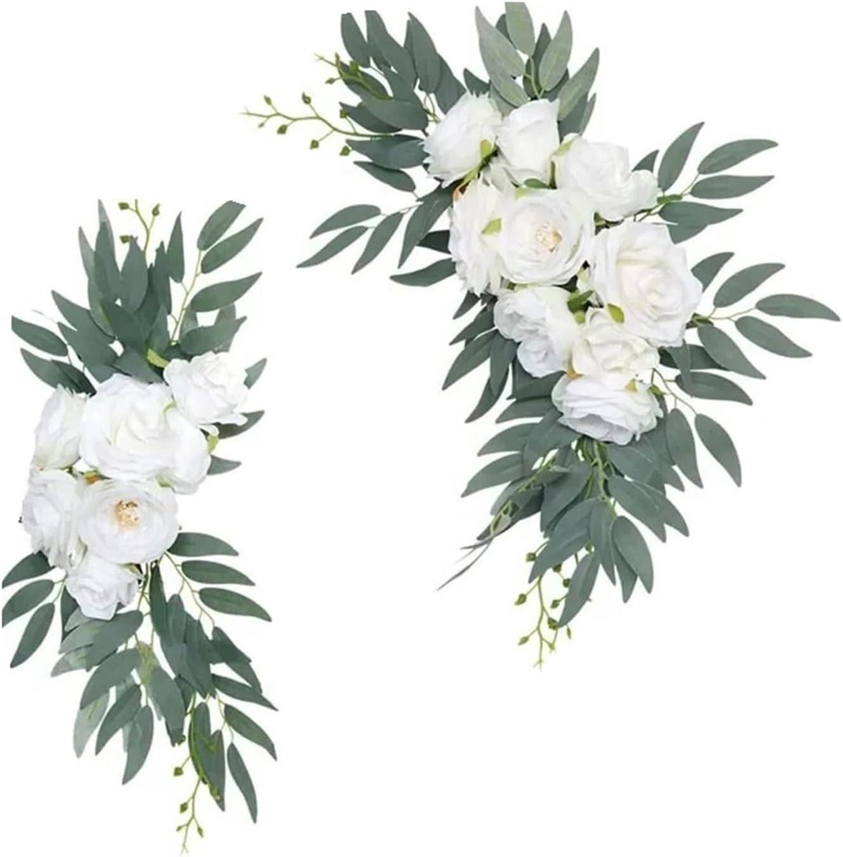 Set van 2 zijden bloemslingers wit roze voor feestelijke decoratie