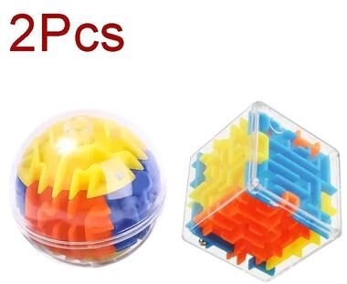 Uplifted Finds 3D Maze Magic Cube Six sided Transparent Speed Puzzle 2 Pcs Mixed