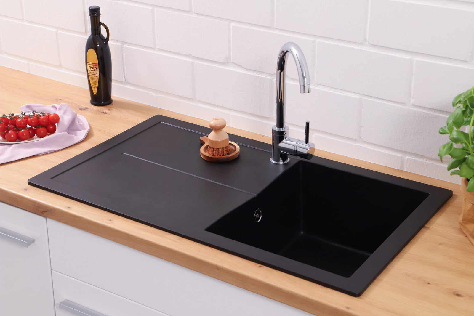 home24 Spoelbak Portland zwart 86cm
