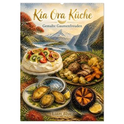 Kia Ora Küche - Gemalte Gaumenfreuden (Wandkalender 2027 DIN A2 hoch), CALVENDO Monatskalender