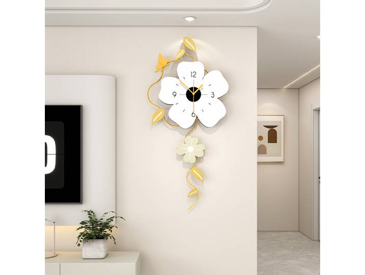 Horloge murale moderne salon horloges murales silencieuses fleur créative décoration murale horloges d'ornement pour chambre moderne grand décor