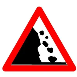 BRW, Sicherheitskennzeichnung, Signaltafel Steinschlag von links 1.13A