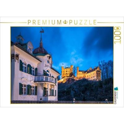 CALVENDO Puzzle Jägerhaus und Schloss Hohenschwangau zur blauen Stunde | 1000 Teile Lege-Größe 64 × 48 cm Foto-Puzzle für glückliche Stunden
