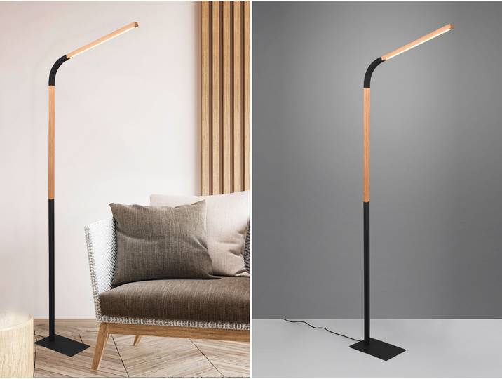 Lampadaire LED avec bras flexible noir\, 169 cm