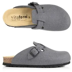 VITAFORM Damen-Clog Filz Schnalle Tieffußbett