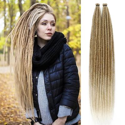 Dreadlock-Verlängerungen, 61 cm, grün, gehäkelte Dreadlocks, 20 Stränge, synthetische Dreadlocks, gerade Dreadlocks im Hippie-Stil für Damen und Herren